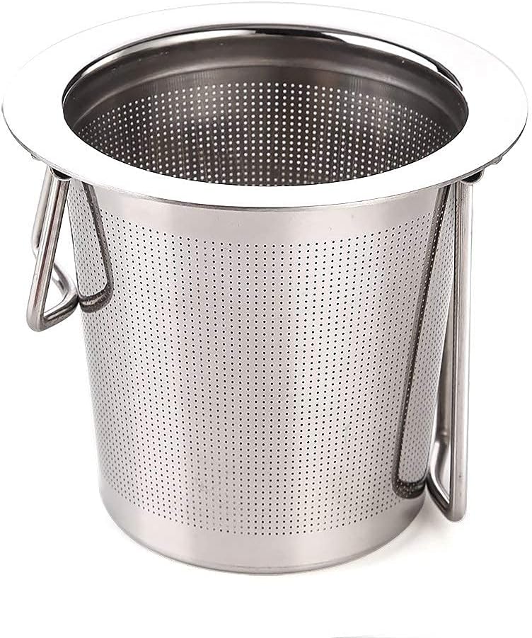Tea Infuser Stainless Steel Tea Strainer Steeper Filter with Folding Handle for Loose Leaf Grain Tea Cups, Mugs, and Pots