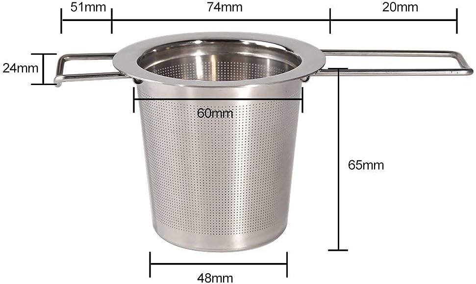 Tea Infuser Stainless Steel Tea Strainer Steeper Filter with Folding Handle for Loose Leaf Grain Tea Cups, Mugs, and Pots