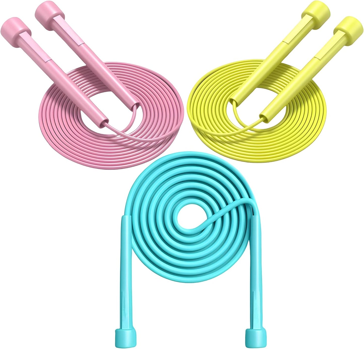 Kids Jump Rope, 3-Pack Set, Jump Rope for Kids 8-12, Beginners, and Adults - Lightweight, Tangle-Free, Adjustable PVC Rope - Jump Rope Kids, Jump Rope for Women (3 pcs)