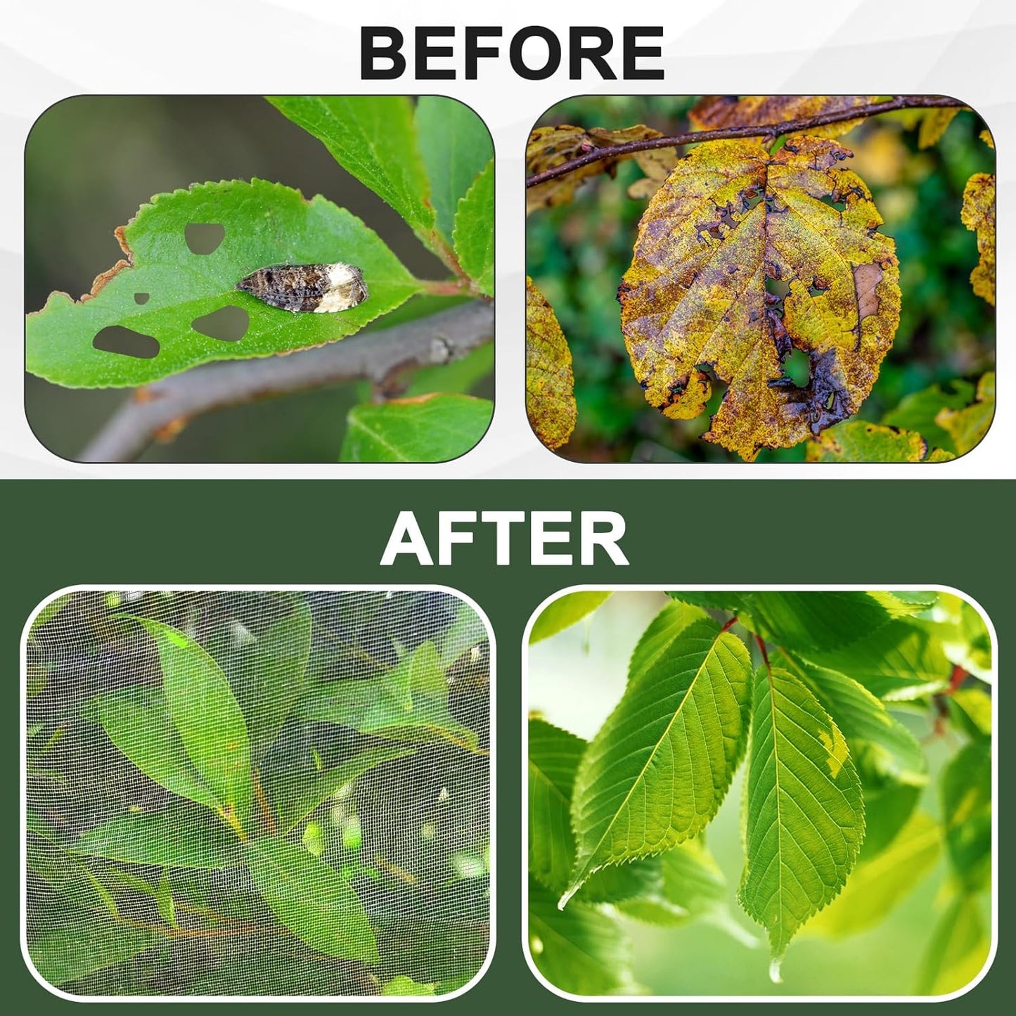1Pack 10 * 10FT Large Fruit Tree Netting Bags with Zipper and Drawstring, Bird Netting for Blueberry Bushes and Apple Tree, Garden Netting Cover Safeguard Plant from Birds, Pest and Deer