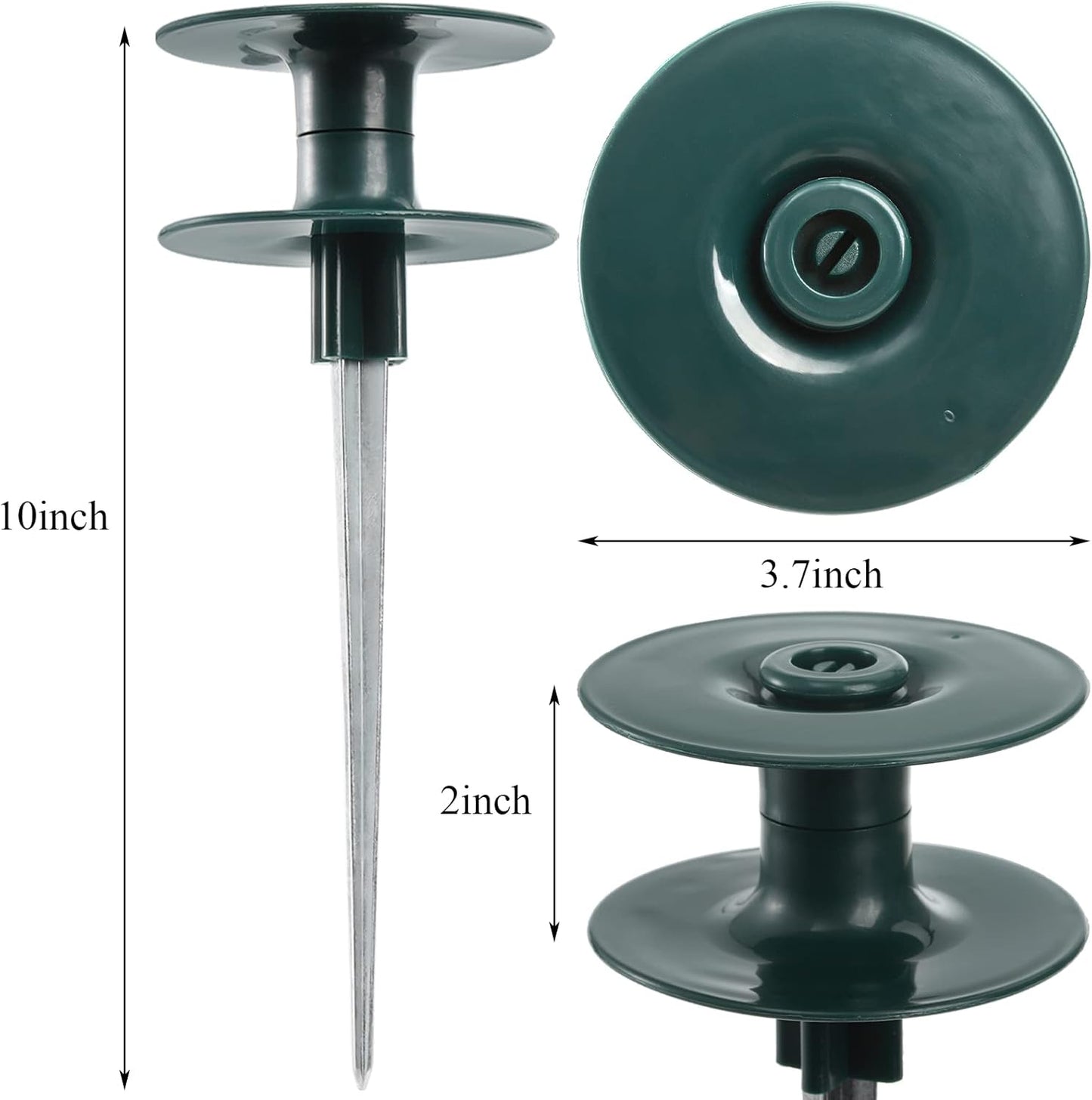 6 Pack Hose Guard Stake, 10 Inch Green ABS & Zinc Alloy Garden Hose Guide Spike with Heavy Spin Top, Protects Plants & Landscaping