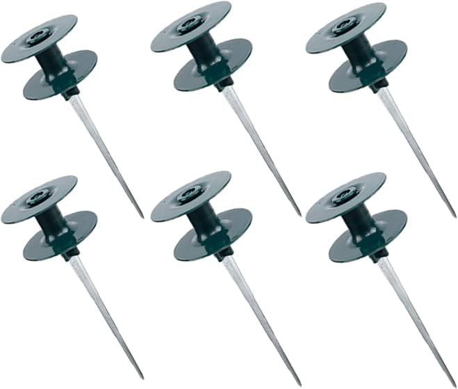 6 Pack Hose Guard Stake, 10 Inch Green ABS & Zinc Alloy Garden Hose Guide Spike with Heavy Spin Top, Protects Plants & Landscaping