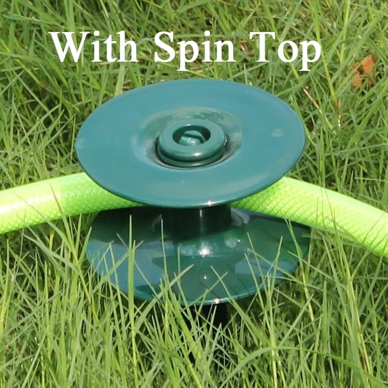 6 Pack Hose Guard Stake, 10 Inch Green ABS & Zinc Alloy Garden Hose Guide Spike with Heavy Spin Top, Protects Plants & Landscaping