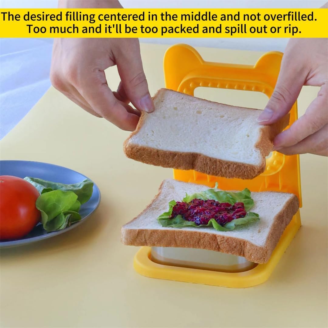 Sandwich Cutter and Sealer, Square Pocket Sandwiches Cutter Uncrustables Maker, Sandwich Cutters for kids love lunchables (Red)