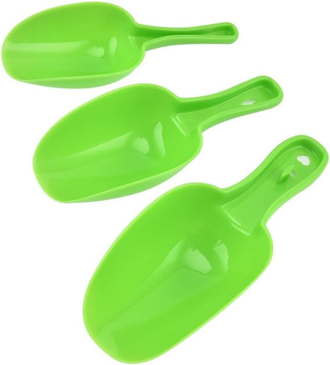 Set of 3 Ice Scoop, Plastic Kitchen Ice Scoop for Canisters or Ice Maker, Food Scoops for Canisters, Freezer, Flour, Dry Foods, Coffee Beans, Pop Corn, Pet Dog Cat Food (Green)