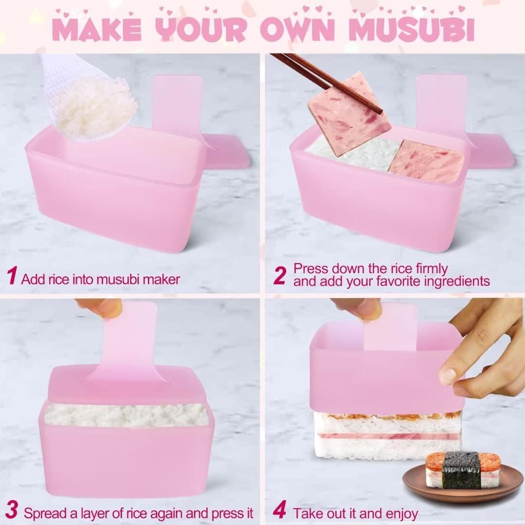 Onigiri Rice Ball Maker Kit - 3 Pack Triangle Mold, Musubi Press for Kid Lunch Bento, Home DIY Sushi