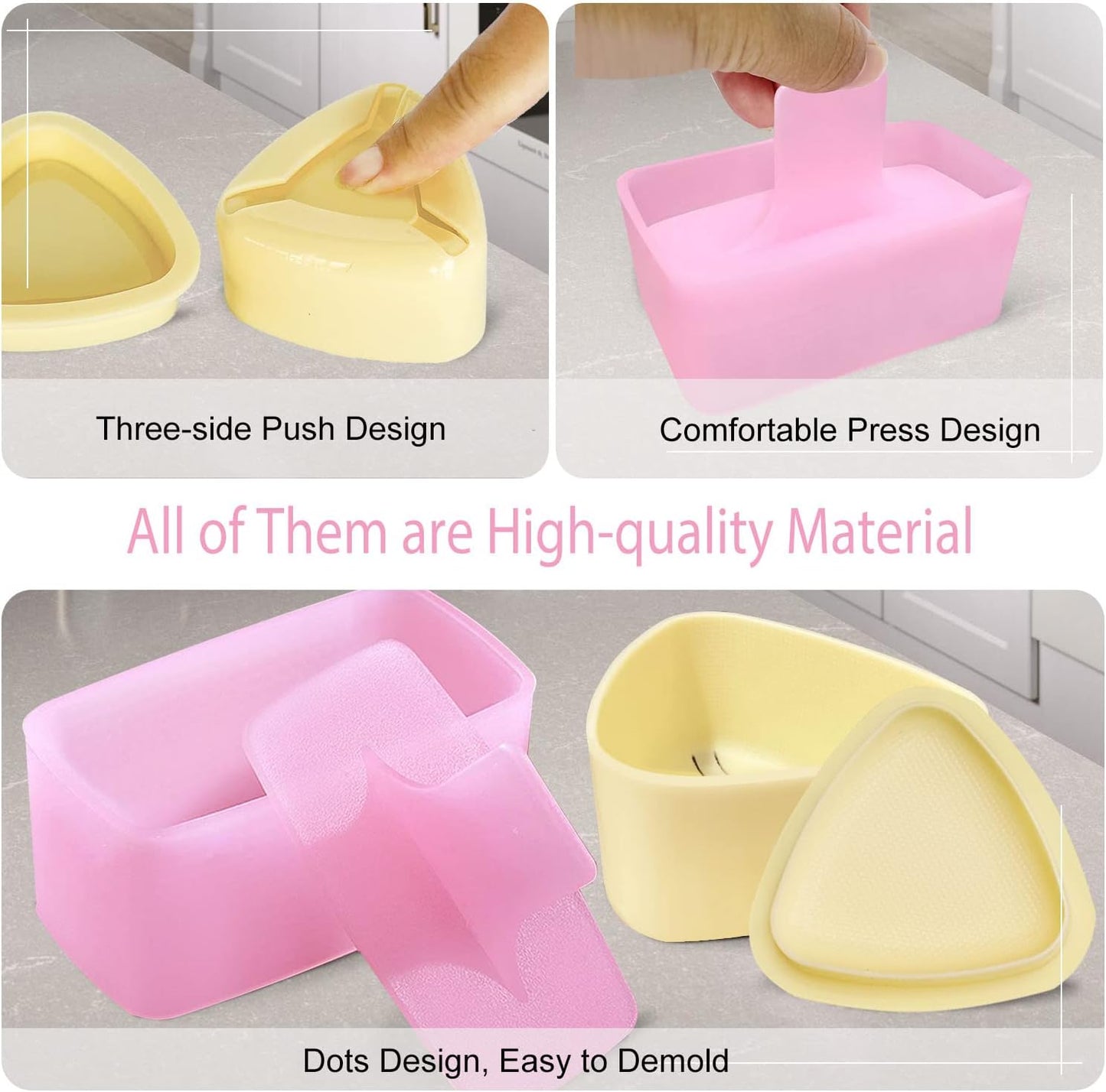 Onigiri Rice Ball Maker Kit - 3 Pack Triangle Mold, Musubi Press for Kid Lunch Bento, Home DIY Sushi