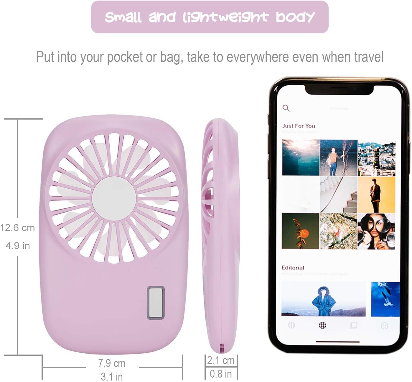 Desk Fan Battery Operated, Portable USB Rechargeable Fan, 2000mAh 180° Tilt Folding Personal Fan With Power Display, 5 Speeds Ultra Quiet Table Fan for Desktop, Home, Travel (p2)