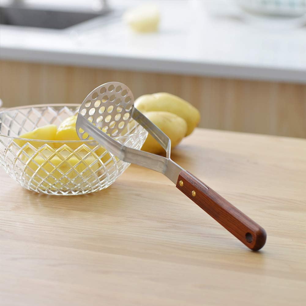 Stainless Steel Potato Masher Kitchen Tool(AUGMENTED MODEL) - Ergonomic Design, Sturdy Construction, Long & Comfortable Grip - Manual Masher by