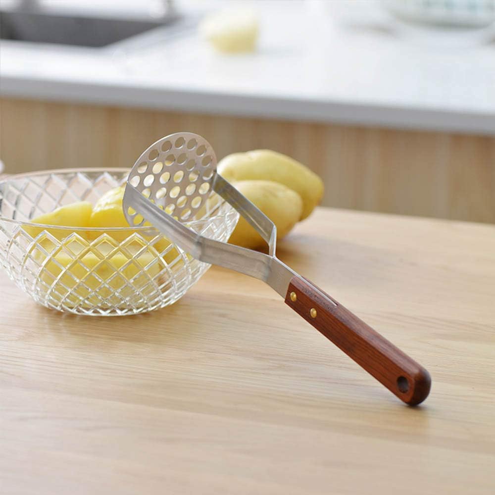 Stainless Steel Potato Masher Kitchen Tool(AUGMENTED MODEL) - Ergonomic Design, Sturdy Construction, Long & Comfortable Grip - Manual Masher by