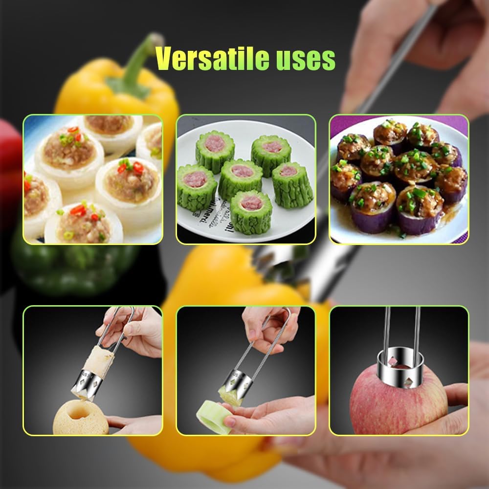 Red Bell Pepper Seed Corer, 2025 Upgraded Reusable Washable Stainless Steel Fruite Cutter Pepper Seed Remover Tool,Tool for Vegetables Fruit Corer Kitchen Gadget(1pc)