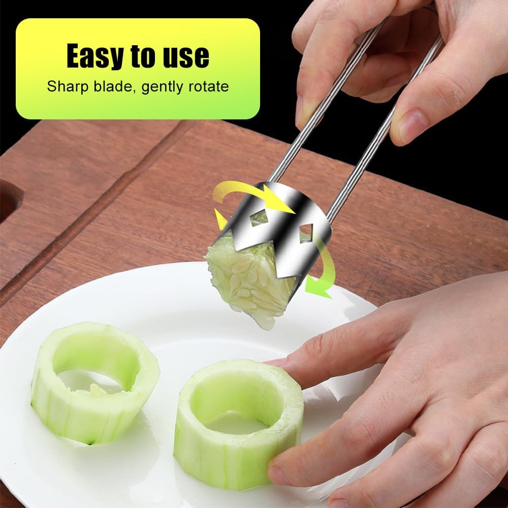 Red Bell Pepper Seed Corer, 2025 Upgraded Reusable Washable Stainless Steel Fruite Cutter Pepper Seed Remover Tool,Tool for Vegetables Fruit Corer Kitchen Gadget(1pc)