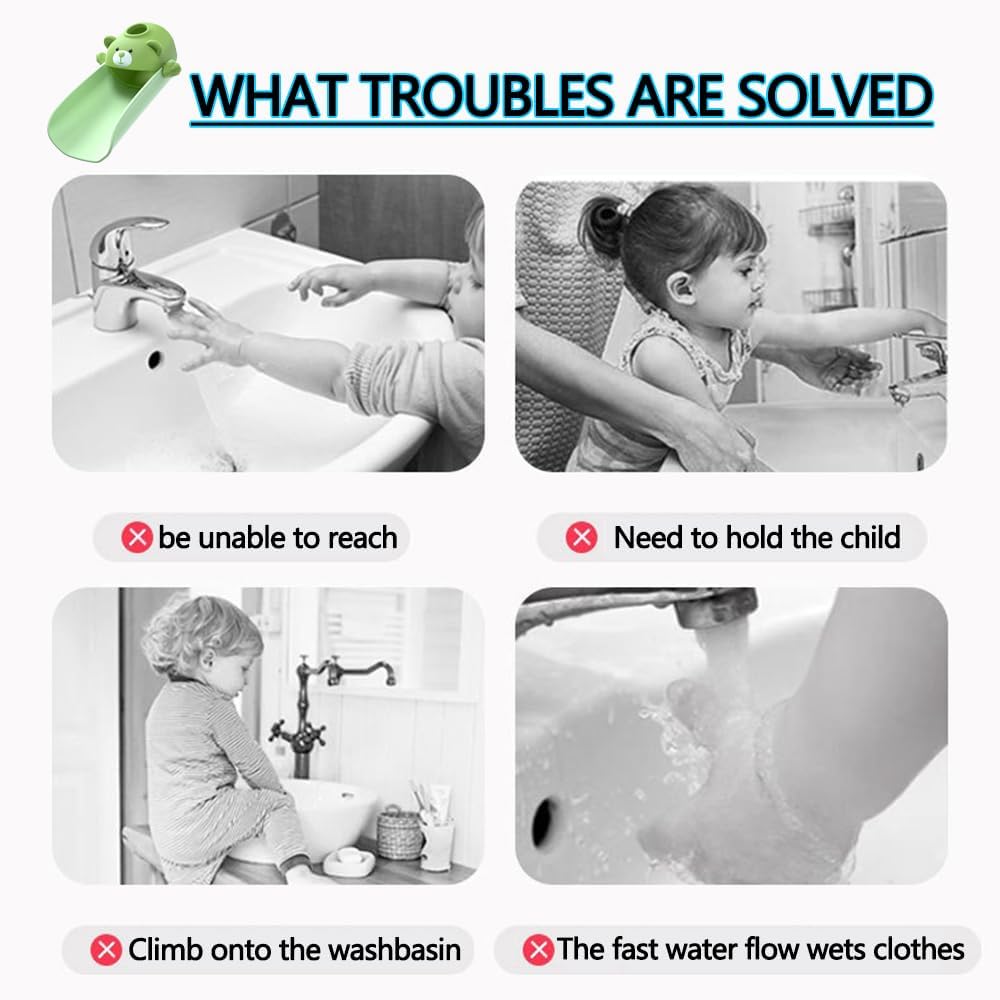 Faucet Extender for sink Easy Use Sink Faucet Extenders with Temperature Sensitive for Toddlers, Kids Hand Washing Faucet Extension for Bathroom Sink, Kitchen, Green