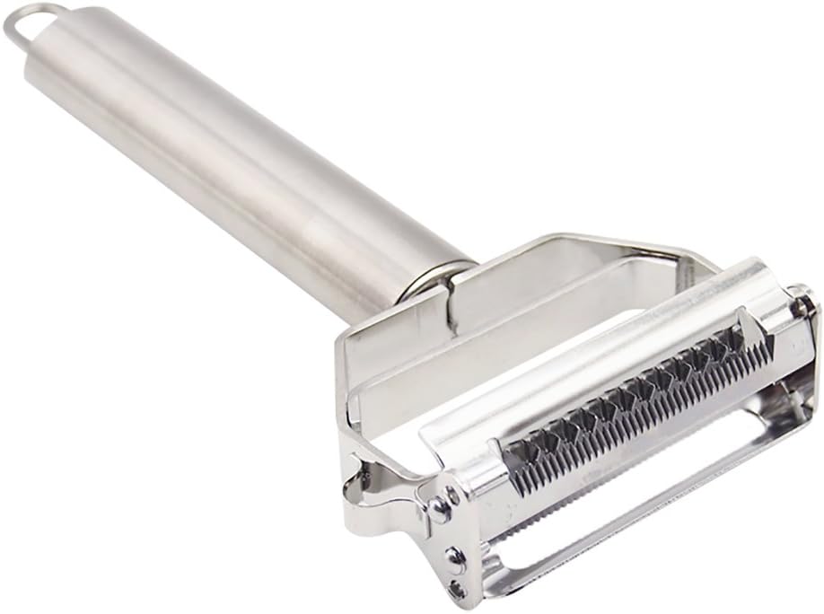 DenSan KG1009 Stainless Steel Julienne Peeler & Vegetable Peeler Multifunction Double-sided Blade Vegetable Cutter and Fruit Slicer Dual Blade(Silver)