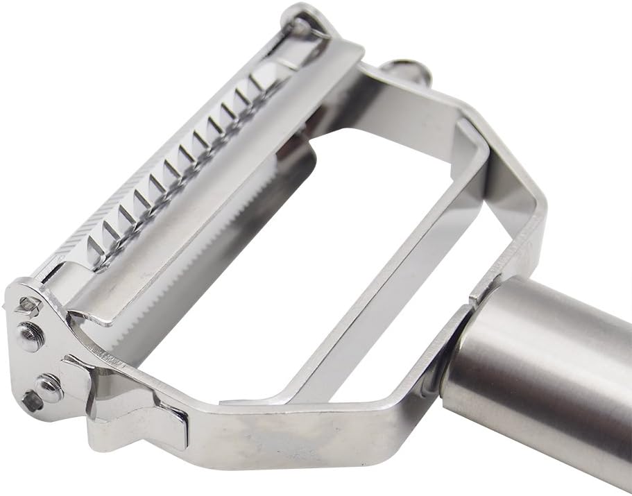 DenSan KG1009 Stainless Steel Julienne Peeler & Vegetable Peeler Multifunction Double-sided Blade Vegetable Cutter and Fruit Slicer Dual Blade(Silver)