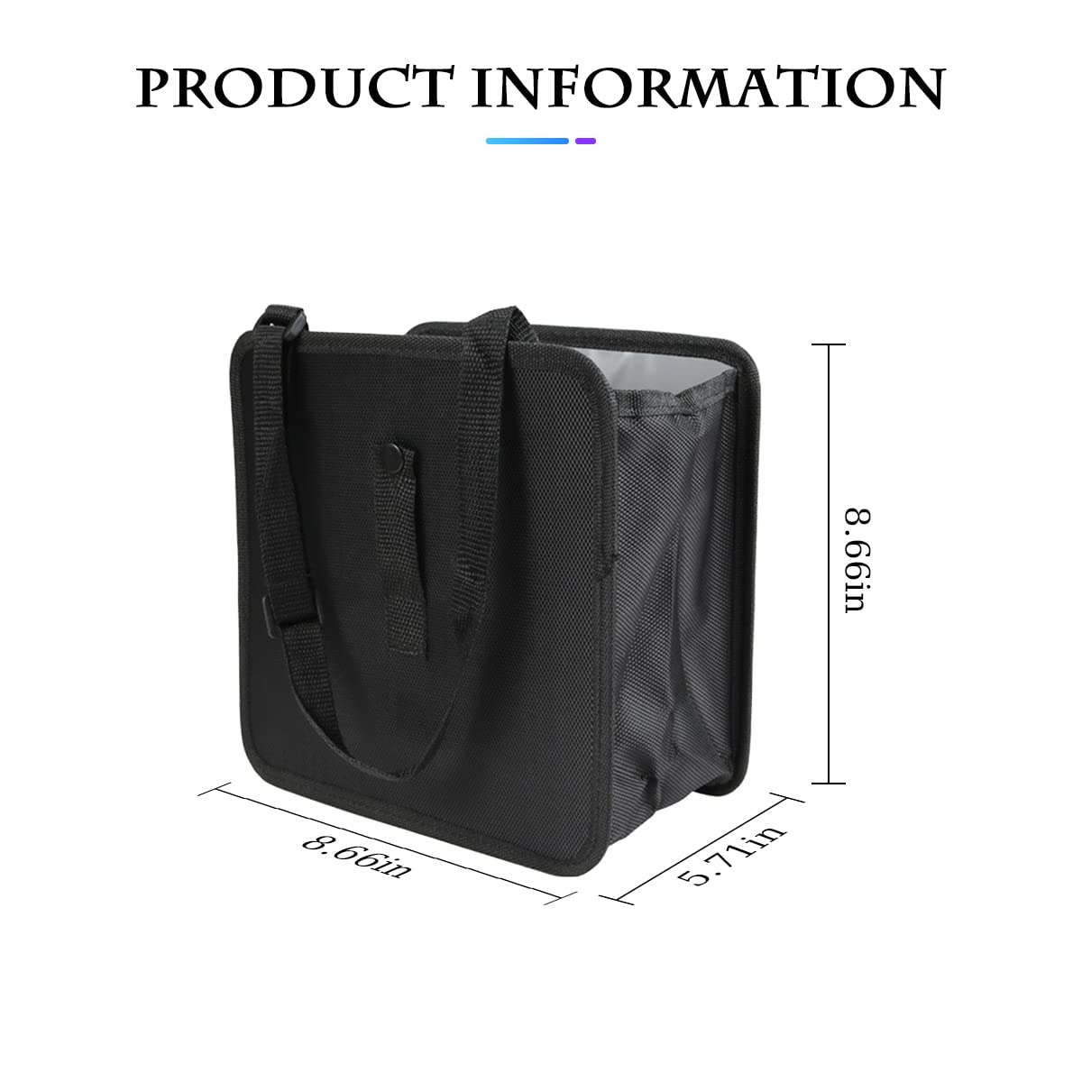 Foldable Car Trash Can, 1.85 Gallons Hanging Waterproof Leakproof Trash Can Storage Bag for Car with Large Capacity, Car Interior Accessories (Black, Small)
