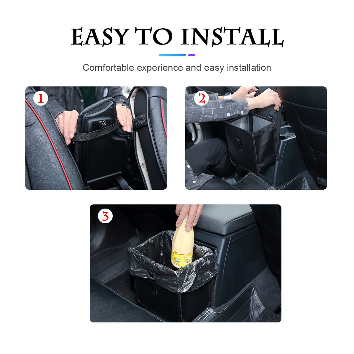 Foldable Car Trash Can, 1.85 Gallons Hanging Waterproof Leakproof Trash Can Storage Bag for Car with Large Capacity, Car Interior Accessories (Black, Small)