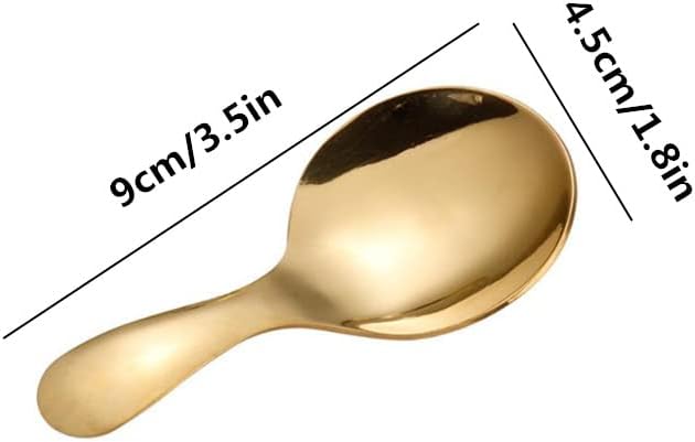 3pcs Stainless Steel Mini Scoop for Canisters with Short Handle, Gold Mini Feed Spoon for Ice Cream Melon Baller, Short Handle Spoon for Tea Sugar Salt Condiments Dessert