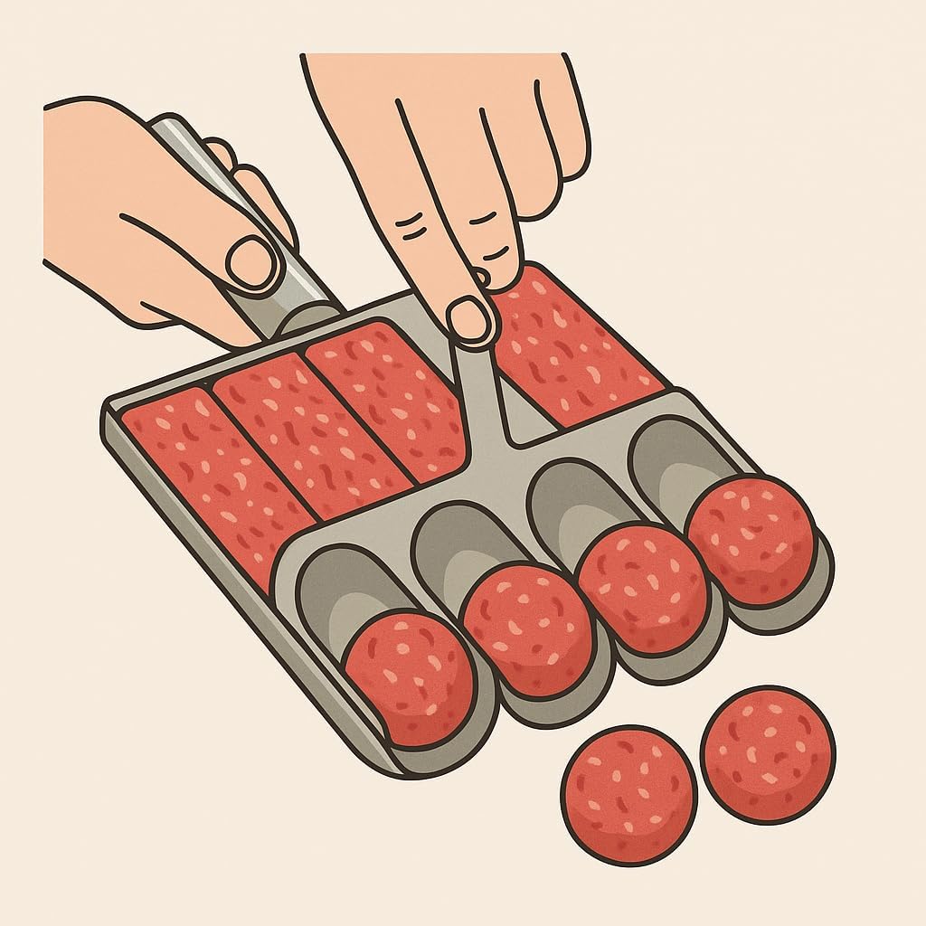 Meatball Maker Tool, 304 Stainless Steel Kitchen Manual Non Stick Meatball Maker, Portable Meatball Spoon Ball Maker Kitchen Restaurant Must Have Meatball Making Set，Home Cooking Tools (4-channel)