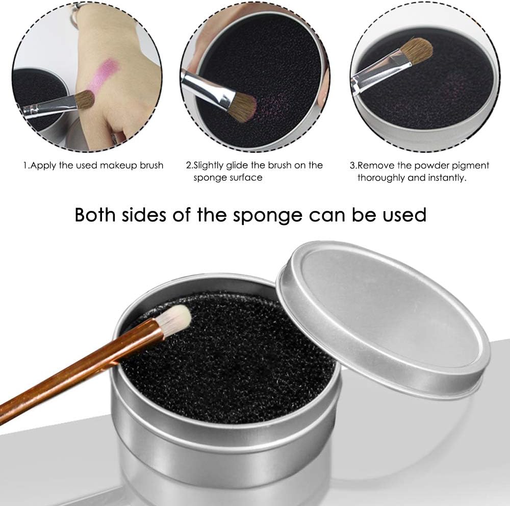 Set of 8, Brush Color Removal Sponge,  4 Pieces Makeup Brush Quick Cleaner Sponge with 4 Replacement Sponges