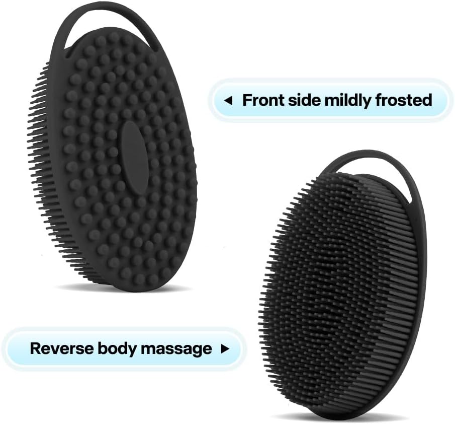 Silicone Body Scrubber, Set of 3 Soft, Exfoliating, Blood Circulation, Cleansing, Softening, All Skin Types, Manual, SKIN_CLEANING_BRUSH