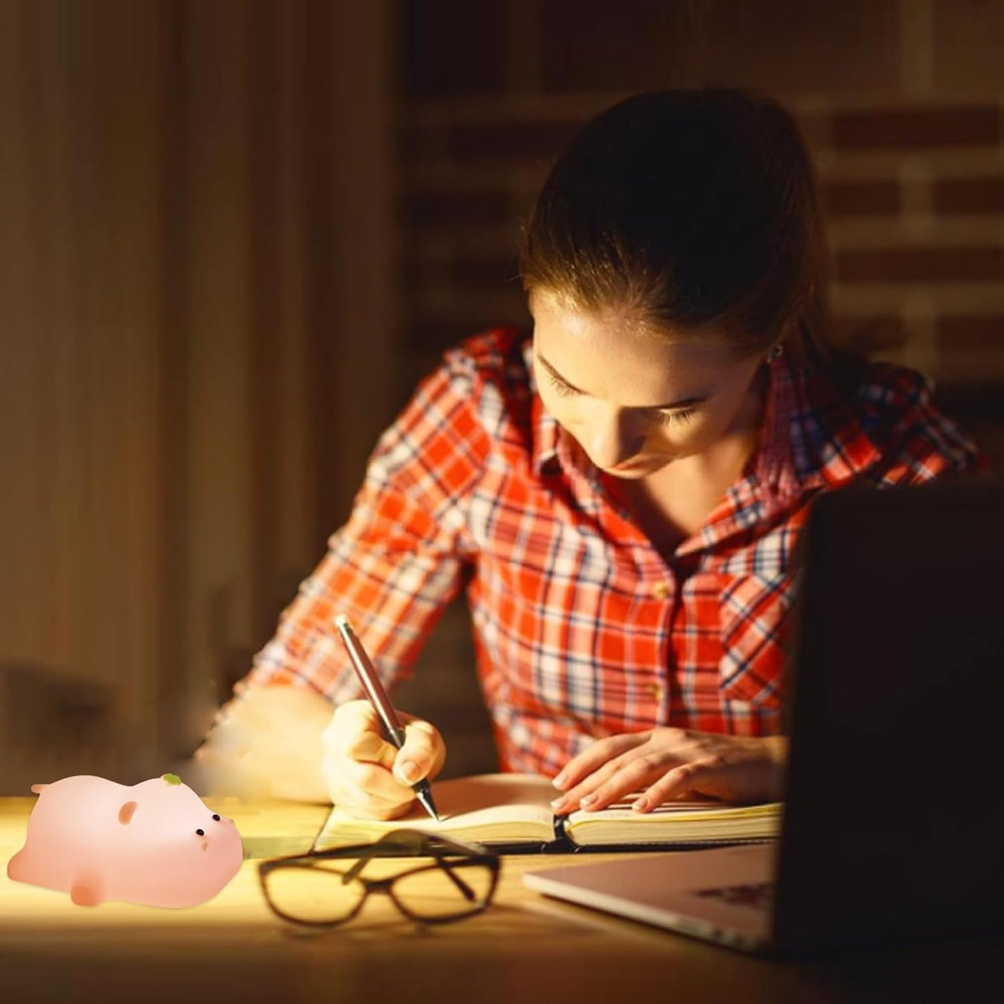 Silicone Night Light, Kids Night Light, Cute Hippo Design, Rechargeable, Pink