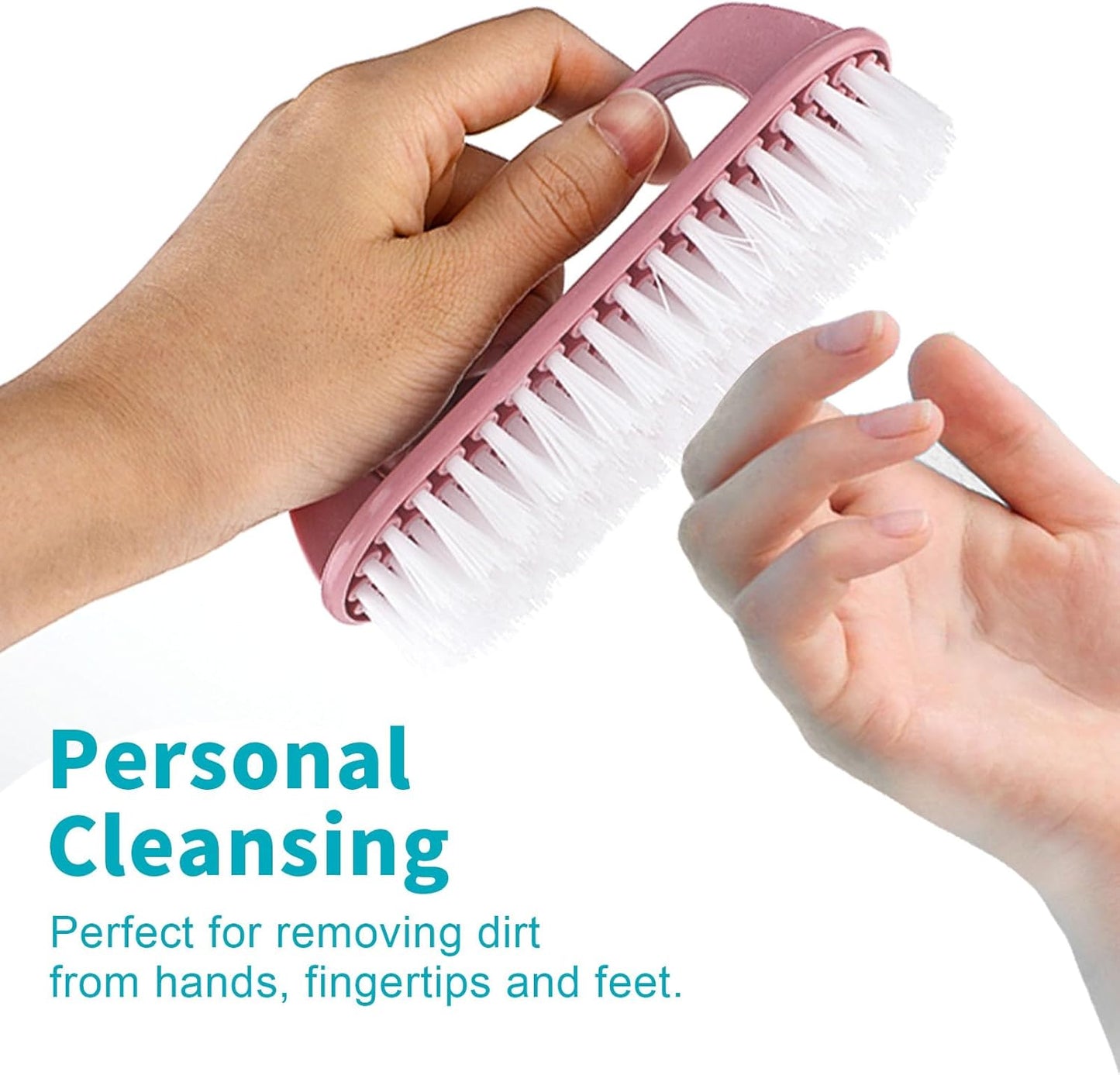 Hand Nail Cleaning Brush, 2 Pcs Durable Stiff Bristles Fingernails Scrub Cleaner with Handle(Pink, Green)