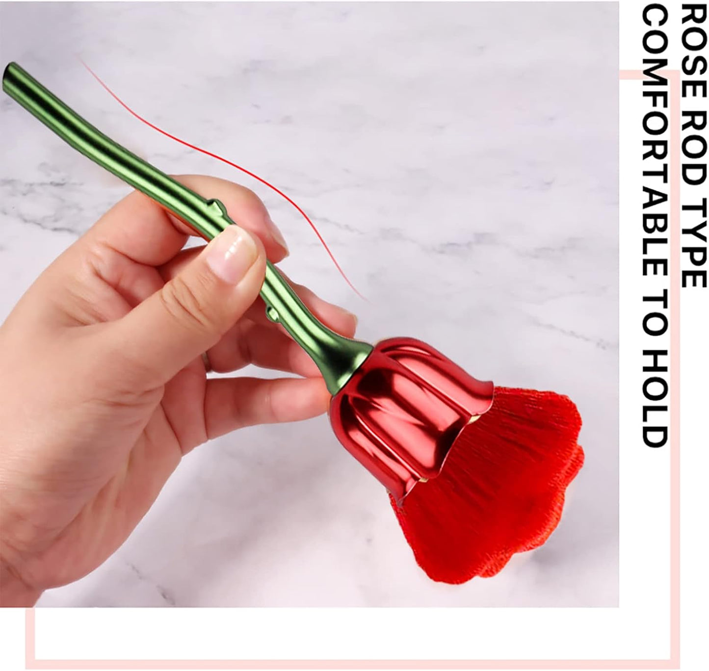 2 Pieces Rose Makeup Brushes Blush Brush Large Face Powder Makeup Brushes kabuki brushes for Powder Cosmetic Loose Powder Brush Nail Dust Brush (Red/Blue)