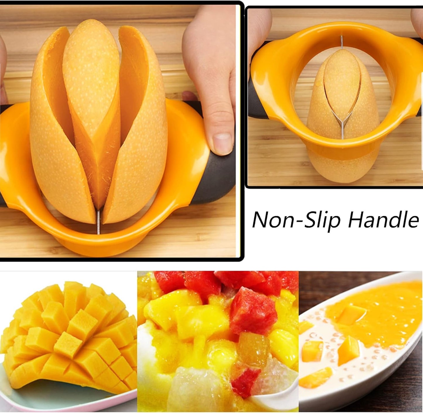 Sturdy Mango Slicer, Pit Remover Tool, Mango Splitter, Fruit Slicer Cutter Pitter, Mango Divider with Ergonomic Rubber Grip Handle, Easy Remove Pit and Divide