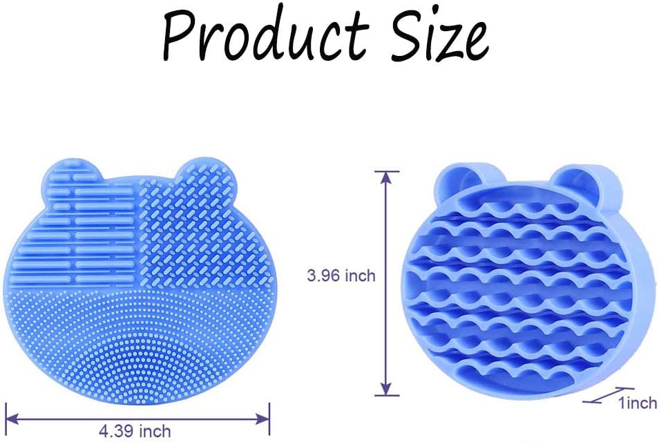Makeup Brush Cleaning Mat, 2 in 1 Silicone Brush Cleaner Pad with Brushes Drying Holder,Portable Travel Cosmetic Brush Dryer Pad Washing Tool, Blue