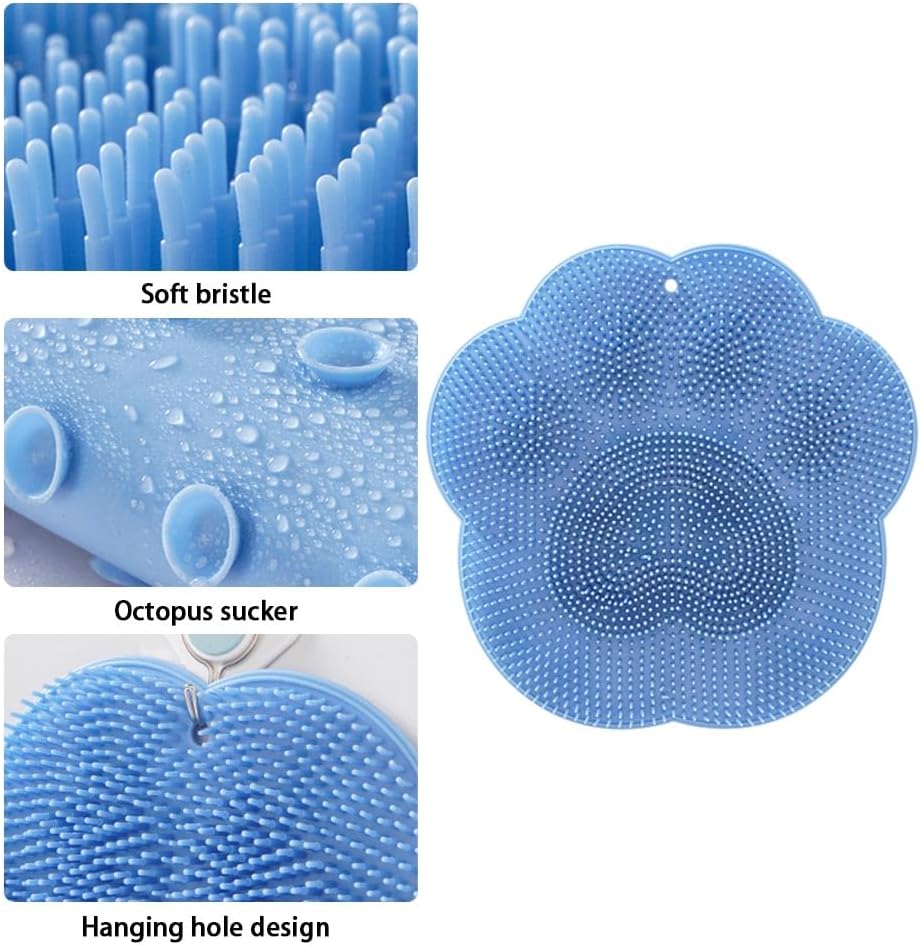 Shower Foot Scrubber Mat, Back Washer Exfoliating Bath Wash Pad, Wall Mounted Slip Suction Cups for Use in Cleaner Men and Women