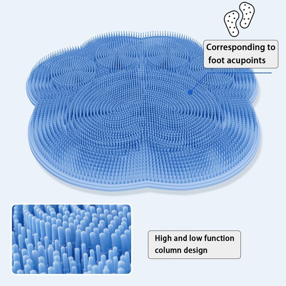 Shower Foot Scrubber Mat, Back Washer Exfoliating Bath Wash Pad, Wall Mounted Slip Suction Cups for Use in Cleaner Men and Women