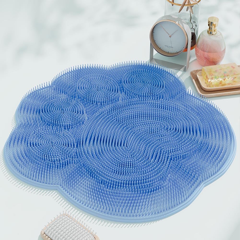 Shower Foot Scrubber Mat, Back Washer Exfoliating Bath Wash Pad, Wall Mounted Slip Suction Cups for Use in Cleaner Men and Women