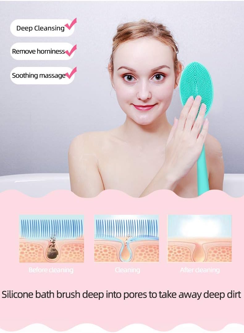 Loofah Exfoliating Body Scrubber 2 in 1 Face And Body Silicone Scrubber - Silicone Shower Brush Bath Sponge Loofa