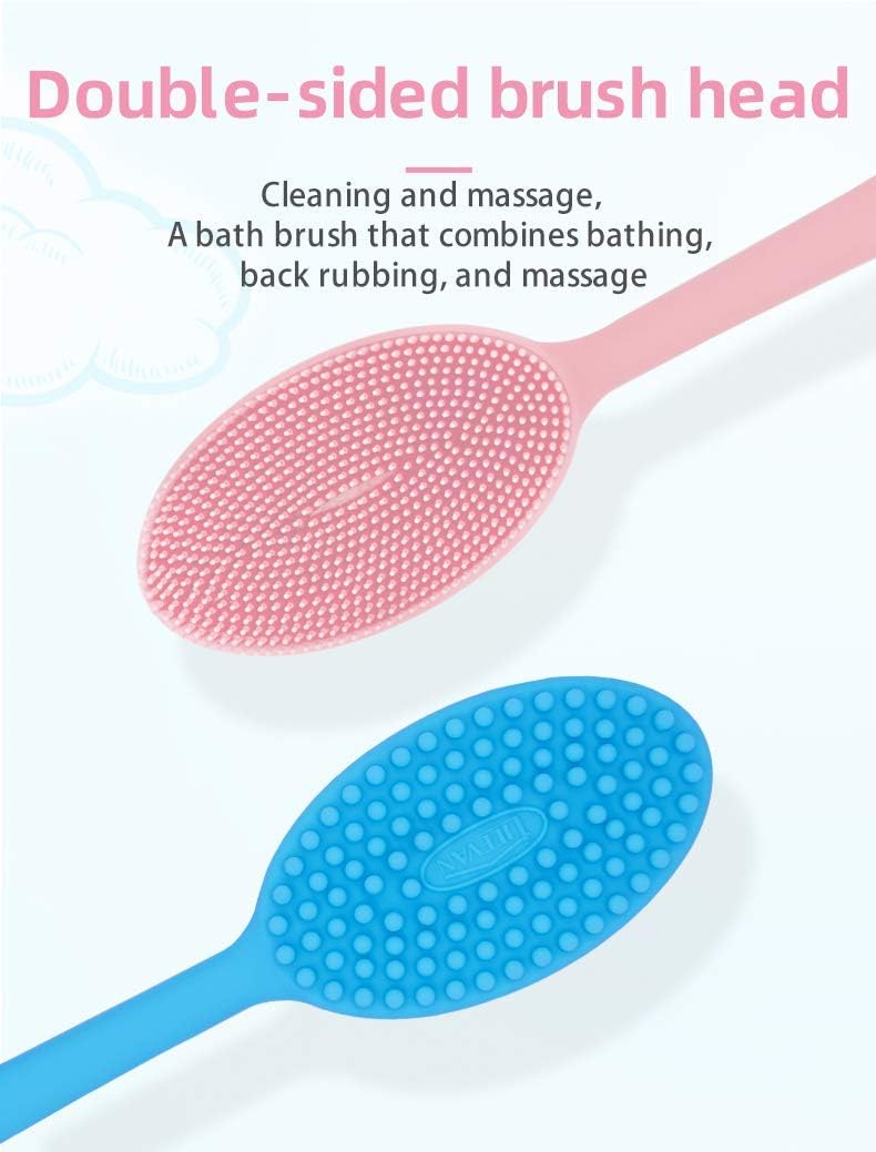 Loofah Exfoliating Body Scrubber 2 in 1 Face And Body Silicone Scrubber - Silicone Shower Brush Bath Sponge Loofa