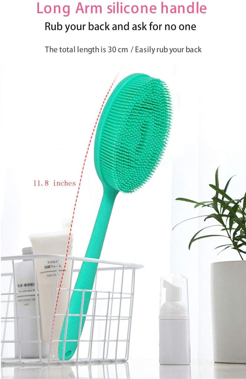 Loofah Exfoliating Body Scrubber 2 in 1 Face And Body Silicone Scrubber - Silicone Shower Brush Bath Sponge Loofa