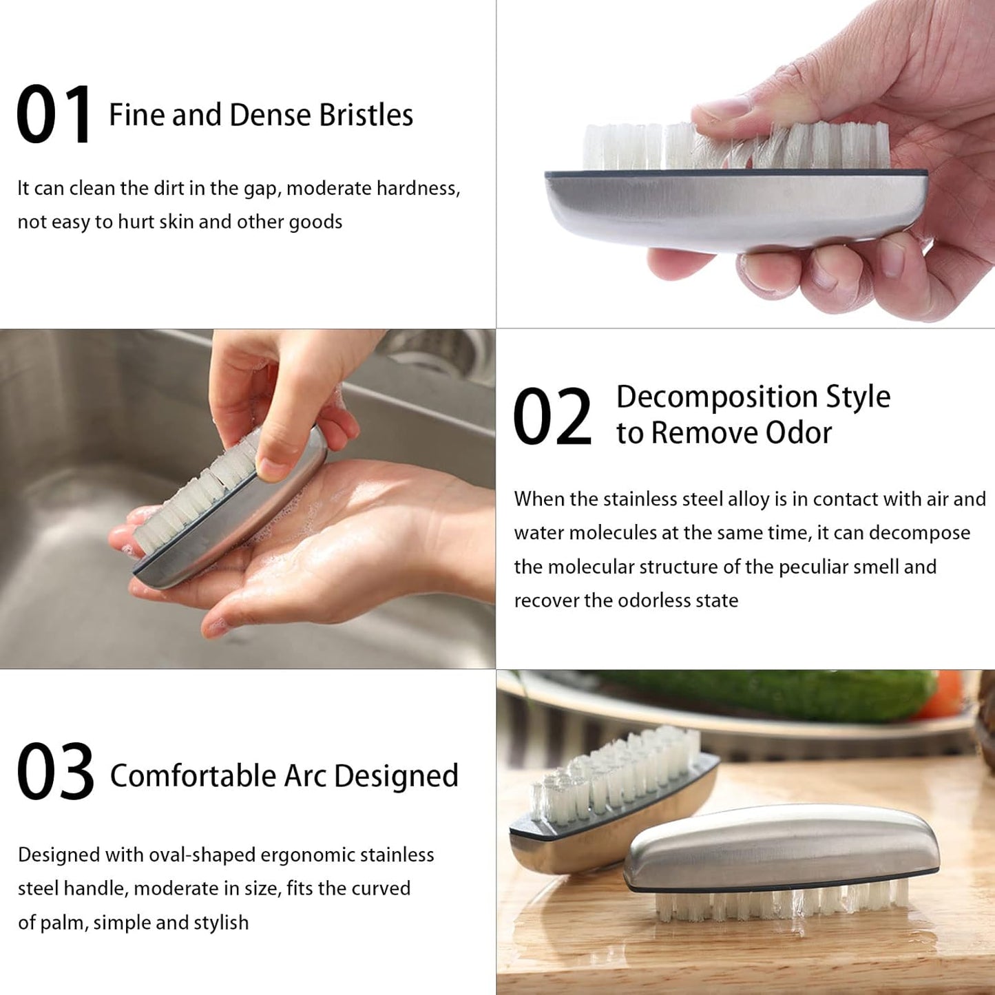 4 Pieces Nail Cleaning Brush,  Stainless Steel Fingernail Hand Scrubbing Brushes for Nails Toes Pedicure Nail Cleaning and Scrubbing