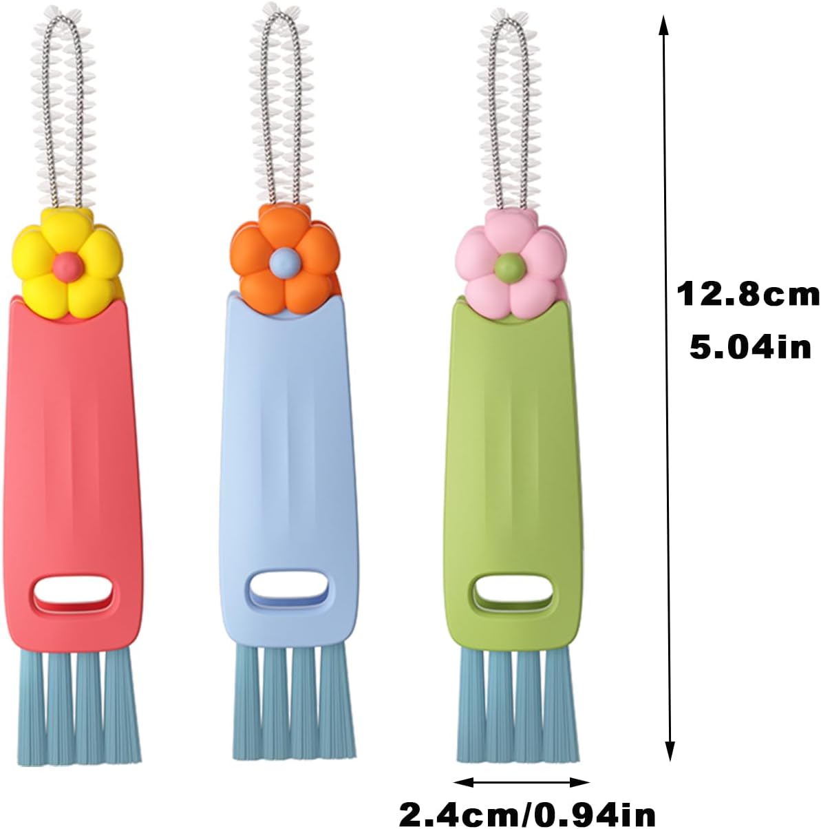3 Pack 3-in-1 Cup Lid Cleaning Brush Set, Multifunctional Crevice Cleaner Tool for Bottle Gaps, Straw & Sealed Lid, Portable Brush for Food Storage Containers