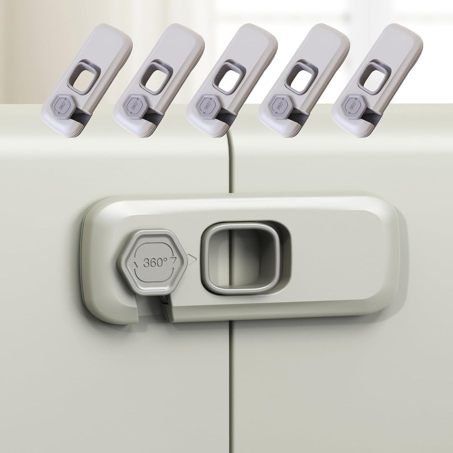 5 Pack Fridge Locks Child Safey, Child Freezer Lock, Baby Fridge Door Latches with Adhesive, Child Locks for Cabinets, Cupboard, Ovens