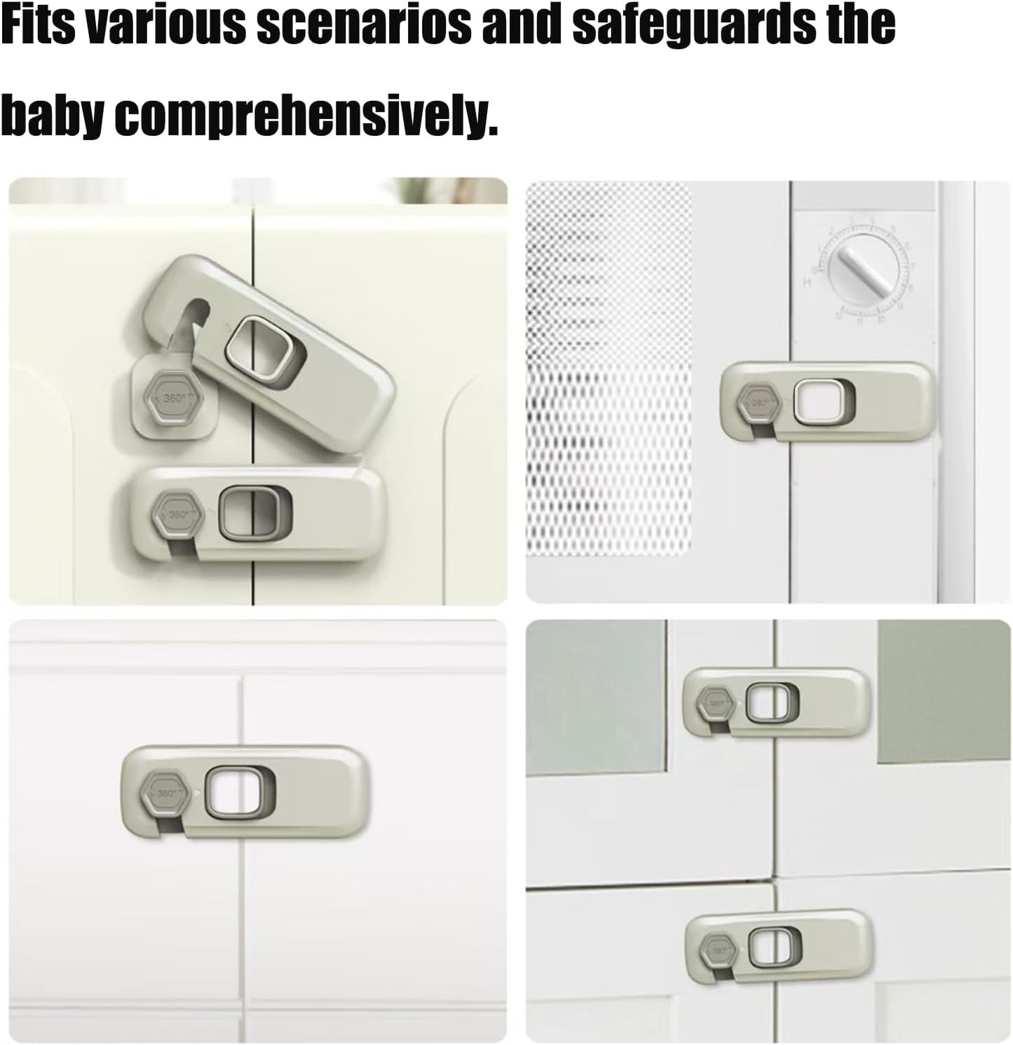 5 Pack Fridge Locks Child Safey, Child Freezer Lock, Baby Fridge Door Latches with Adhesive, Child Locks for Cabinets, Cupboard, Ovens
