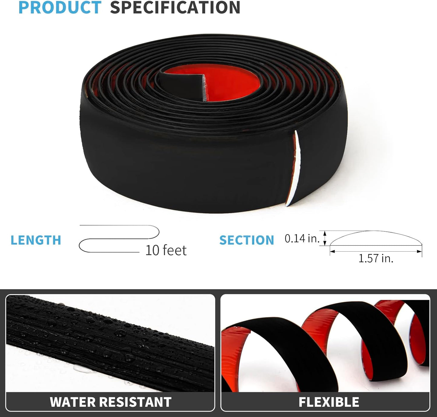 Self Adhesive Vinyl Floor Transition Strip,Laminate Floor Strip Floor Flat Divider Strip for Joining Floor Gaps,Carpet Threshold Transition,Floor Tiles（10 FT, 1.57in, Black）