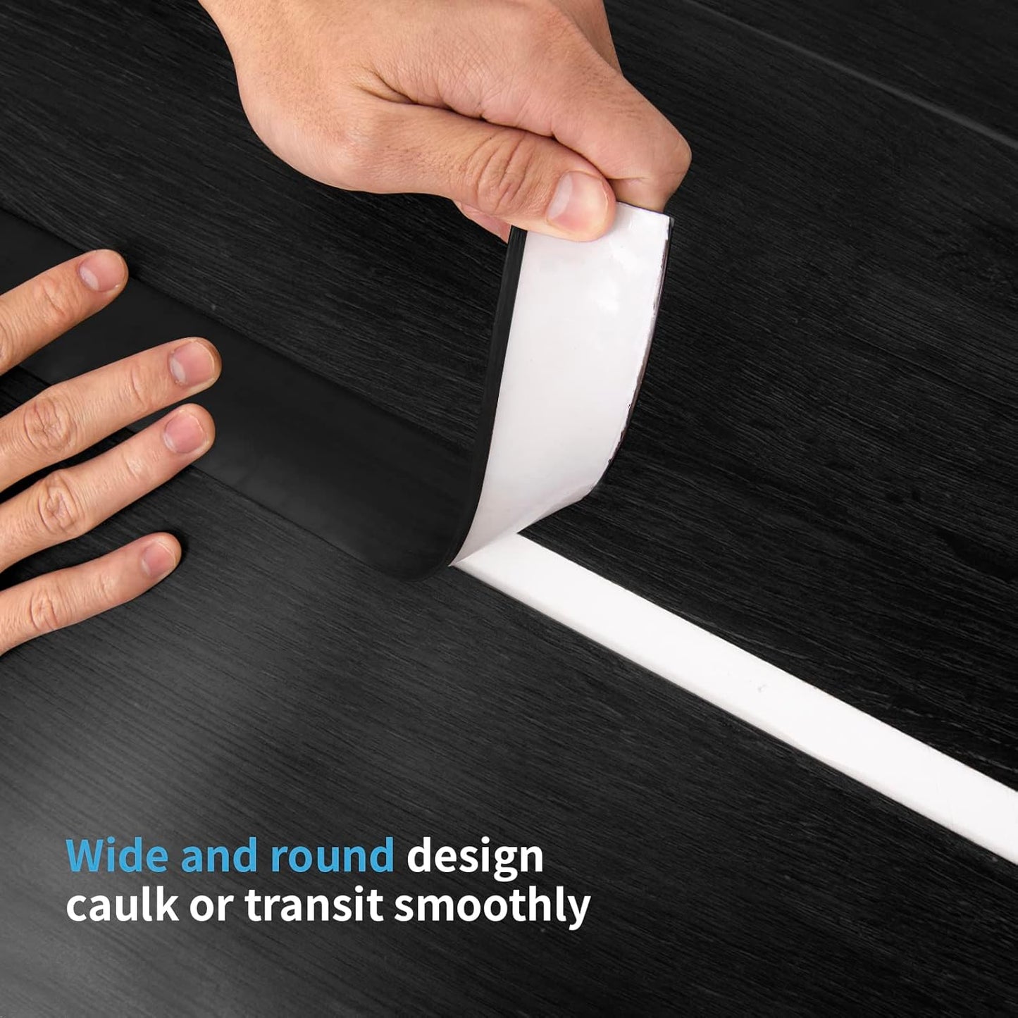 Self Adhesive Vinyl Floor Transition Strip,Laminate Floor Strip Floor Flat Divider Strip for Joining Floor Gaps,Carpet Threshold Transition,Floor Tiles（10 FT, 1.57in, Black）