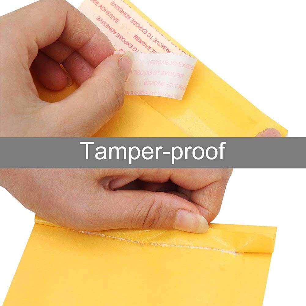 Kraft Bubble Mailers 4x8 Inch 50 Pcs,Small Self-Sealing Mail Shipping Bags,Yellow Padded Envelopes #000