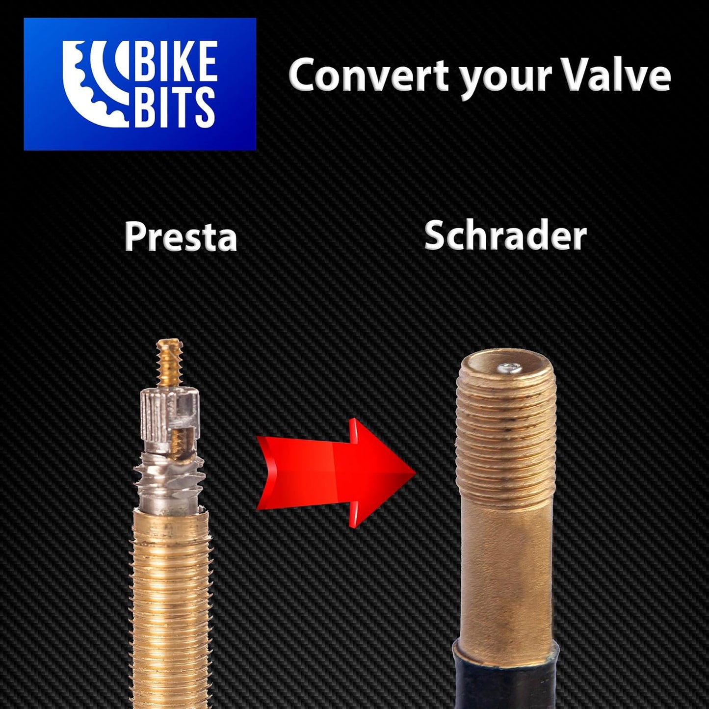 Brass Presta Valve Adapter - Convert Presta to Schrader - French/UK to US - Inflate Tire Using Standard Pump or Air Compressor (4 Pack)
