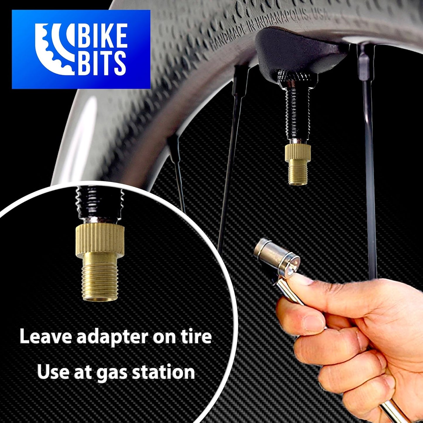 Brass Presta Valve Adapter - Convert Presta to Schrader - French/UK to US - Inflate Tire Using Standard Pump or Air Compressor (4 Pack)