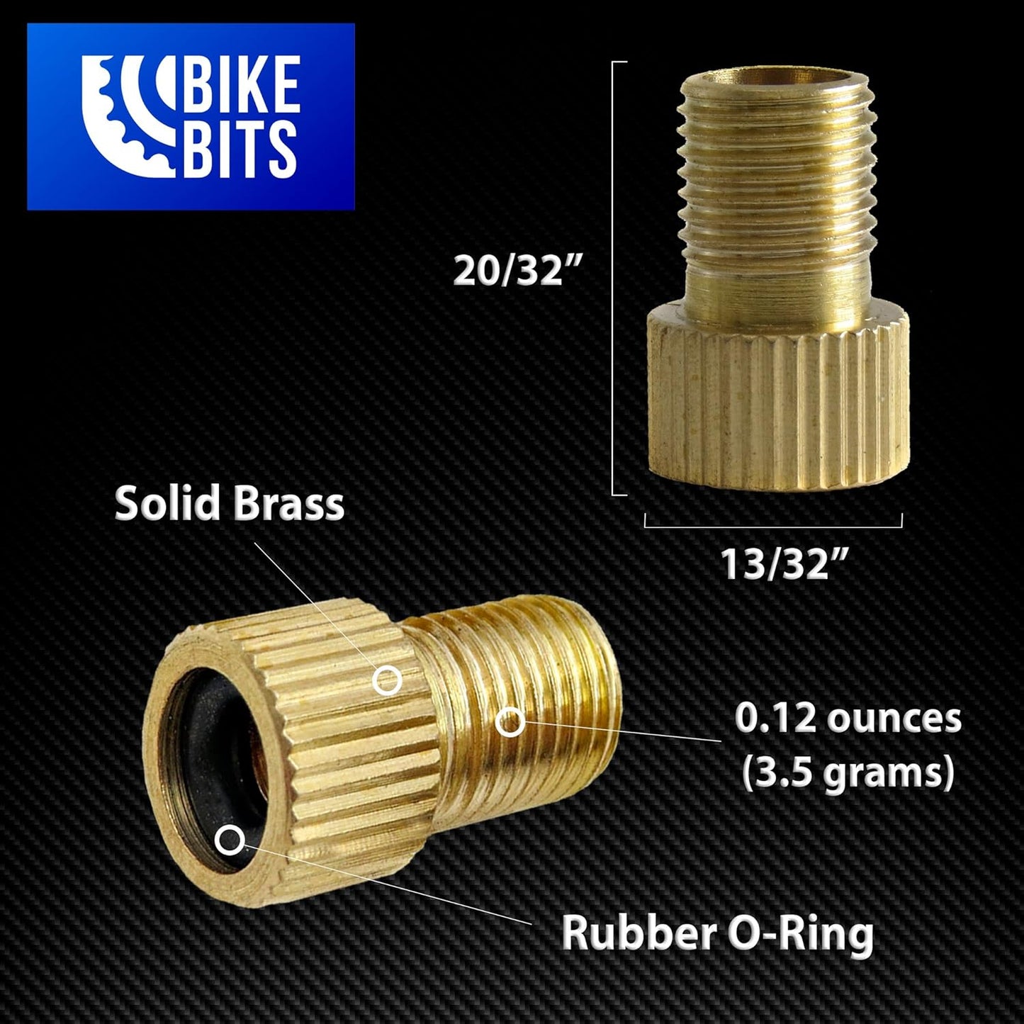 Brass Presta Valve Adapter - Convert Presta to Schrader - French/UK to US - Inflate Tire Using Standard Pump or Air Compressor (4 Pack)