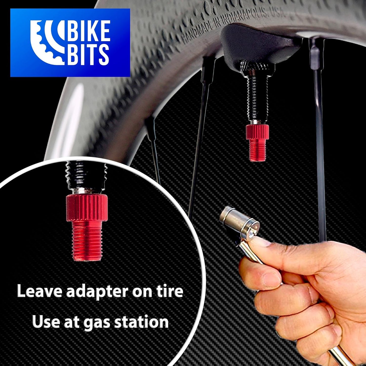Presta Valve Adapter - Convert Presta to Schrader - French/UK to US - Inflate Tire Using Standard Pump Air Compressor
