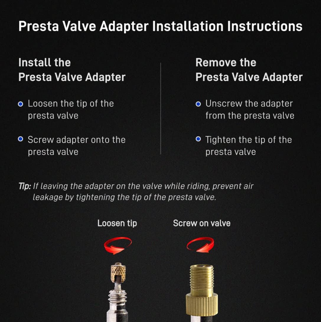 Presta Valve Adapter - Convert Presta to Schrader - French/UK to US - Inflate Tire Using Standard Pump Air Compressor