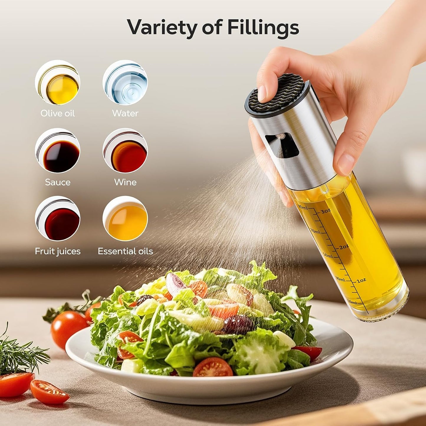 Oil Spray Bottle 2Pcs: Olive Sprayer for Cooking, Olive Oil Dispenser Bottle for Kitchen Gadgets,Food-grade Glass Oil Mister for Air Fryer, Frying, Salad, BBQ (2)