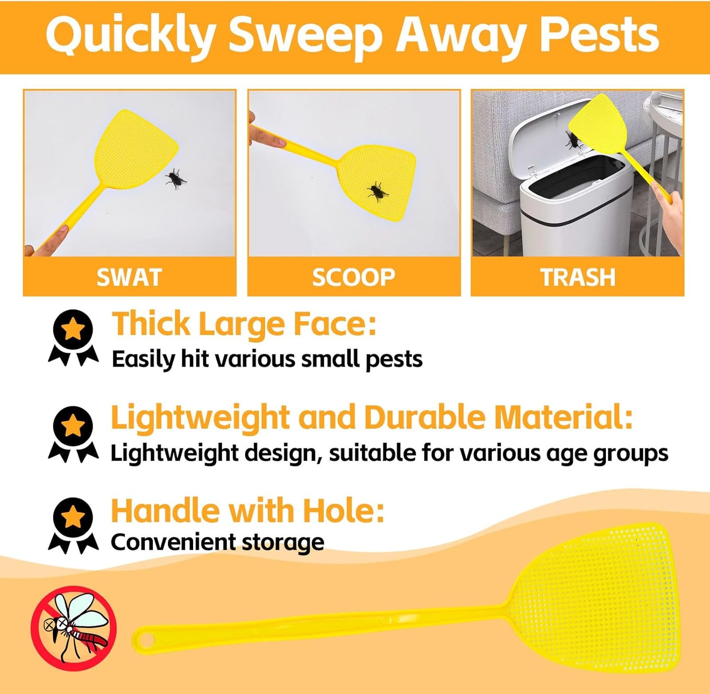 Plastic Fly Swatter, 10 Pack Multi-Color Strong Fly Killer, Manual Pest Control Fly Catcher for Indoor Outdoor Mosquitoes, Flies, Spiders, Insect